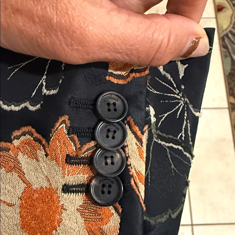 Salvatore Ferragamo Black Orange Floral Jacquard Blazer Silk Jacket IT 38 US 2”. - Picture 8 of 11